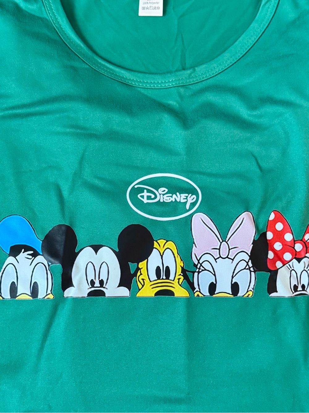 Disney Green Mickey & Friends Peeking Character Tee- Ladies 2x